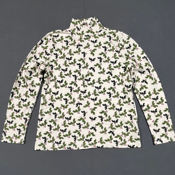 Laura Scott Tops - Laura Scott Womens Top Small Holiday Christmas‎ Holly Mock Neck Long Sleeve